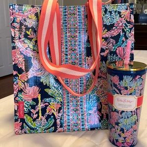 NWT - Lilly Pulitzer Market Tote & Tumbler w/straw set.
